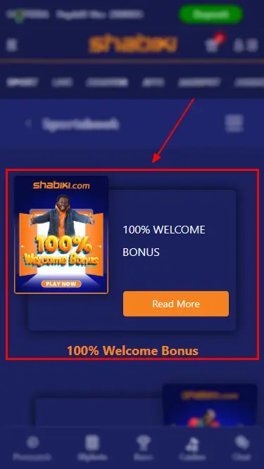 Shabiki 100% Welcome Bonus