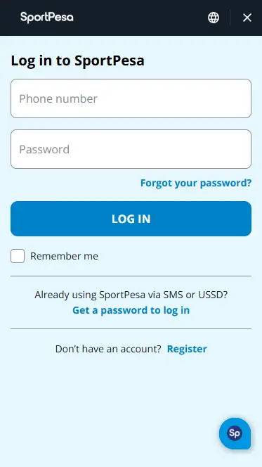 Sportpesa Login Form