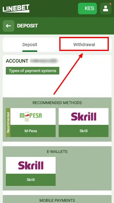 Linebet Aviator Kenya - Withdrawal Page