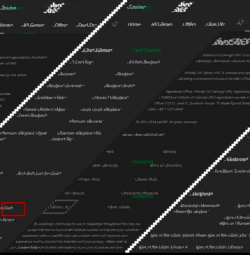 bet365 all casino games list