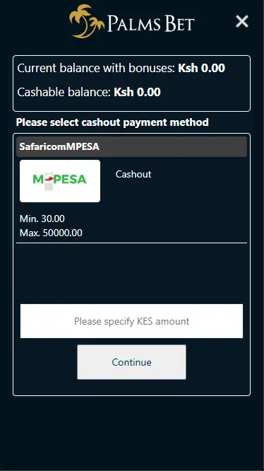 Palms Bet Withdrawal Page