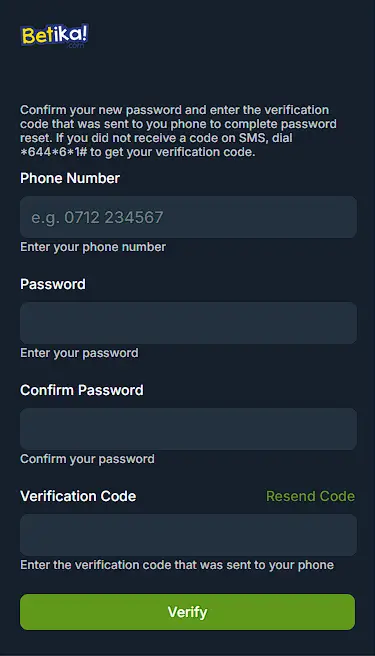betika password recovery