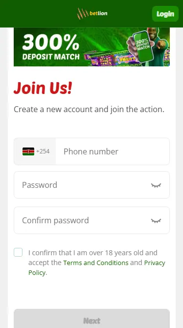 Betlion Registration Form