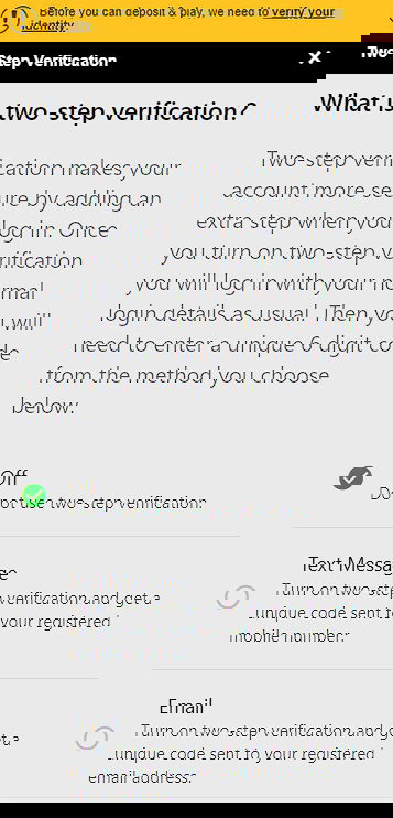 Betway two-step authorization