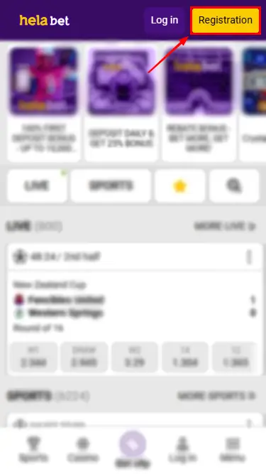 Helabet Registration Button