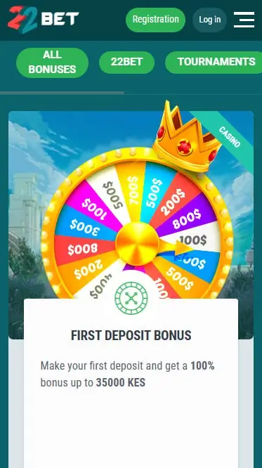 22Bet Deposit Casino Bonus Page