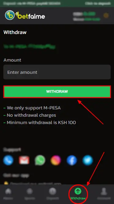 Betfalme Form of Withdrawal of Winnings