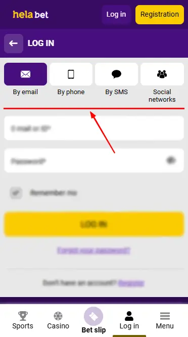 Helabet Login Methods