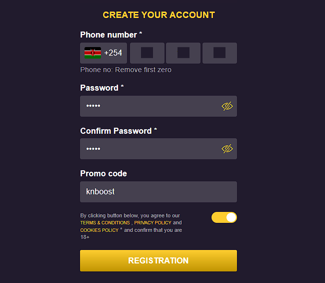 Playmaster Kenya Desktop Registration Form