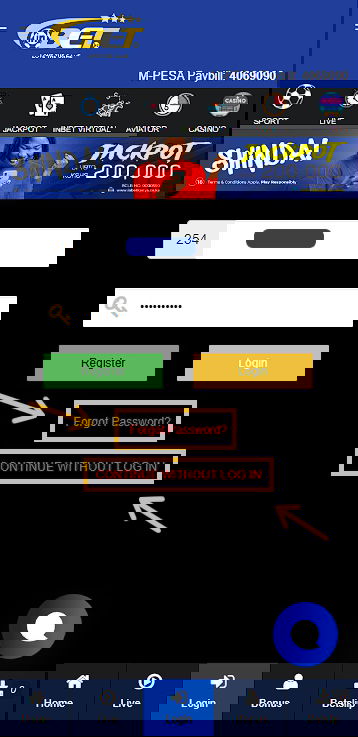 Inbet login page