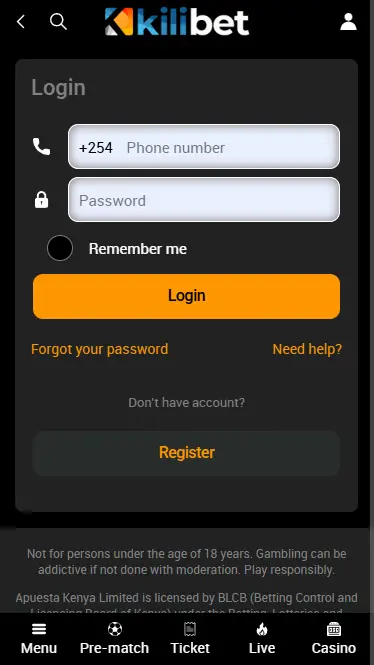 KiliBet Authorization Form