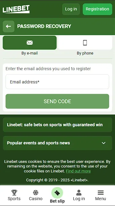 linebet password recovery