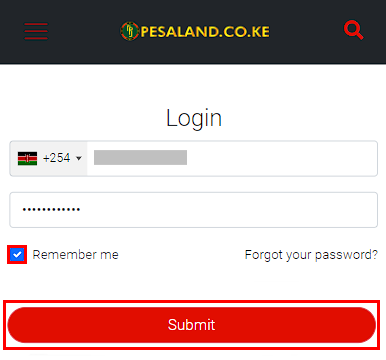 Pesaland login password