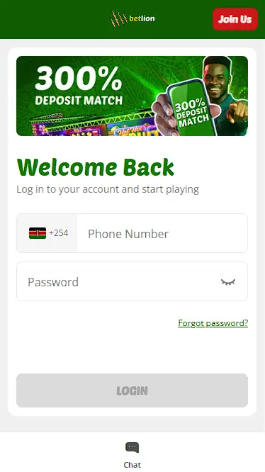 Betlion Login Form