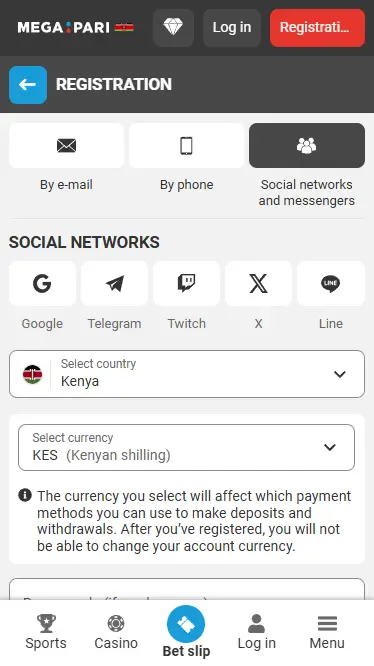 Registration with social networks and messengers