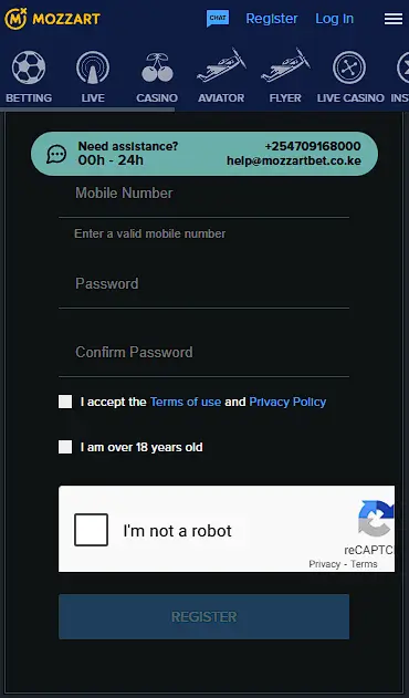 Mozzartbet Registration Form