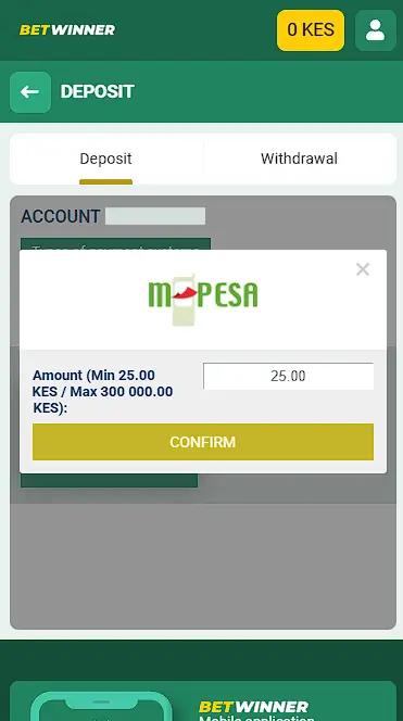 how to deposit via mpesa at betwinner