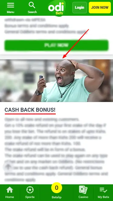 Odibets Cashback Bonus