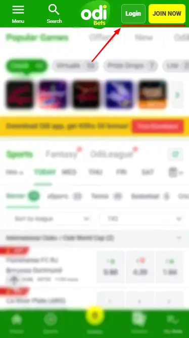 Odibets Log In and Join Buttons