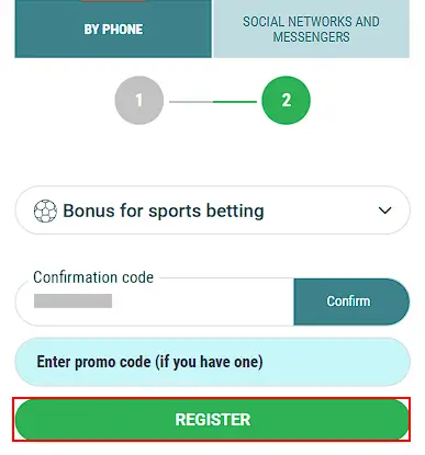 22bet registration via phone number