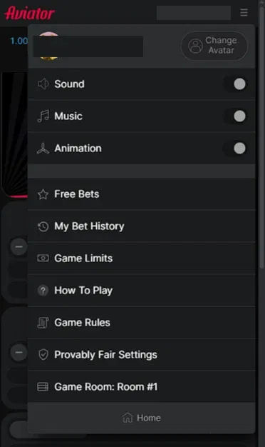 How to change Aviator game settings?