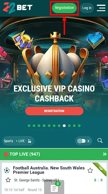 22bet registration kenya