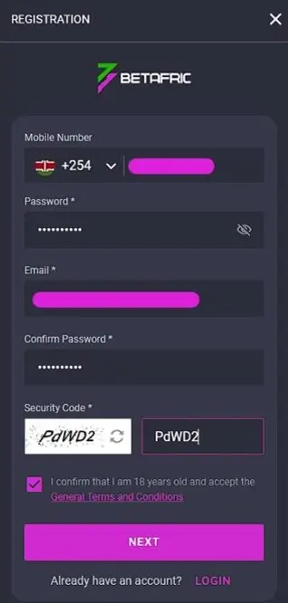 Betafriq Registration form Kenya