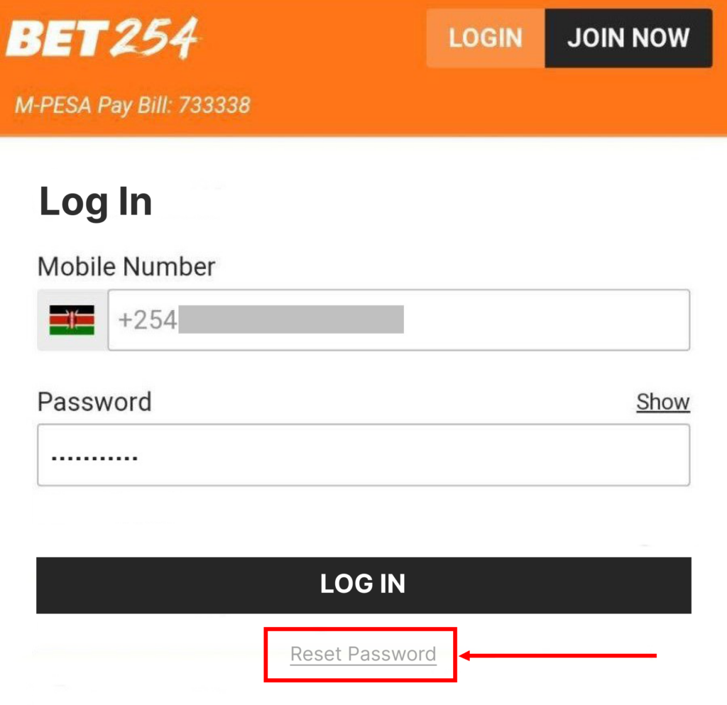 Bet254 registration via sms