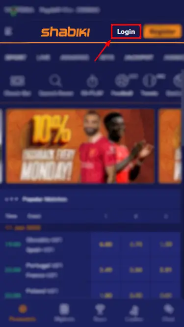 Shabiki Login Button