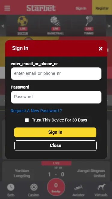 StarBet login