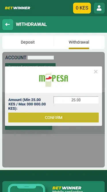 how to withdrawal money via mpesa at betwinner