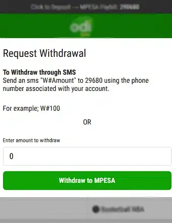 Odibets Withdrawal Request