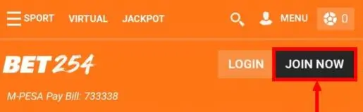 Bet254 Registration Button