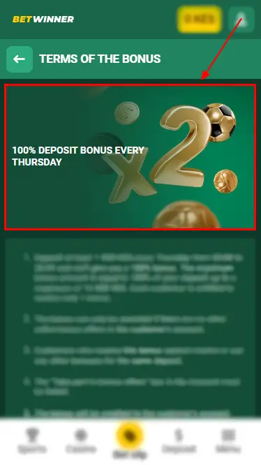 Betwinner 100% Bonus Every Thursday