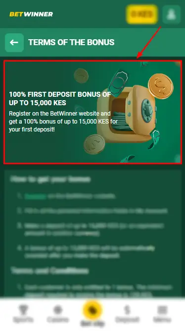 Betwinner Welcome Bonus for Sport