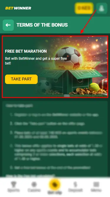 Betwinner Free Bet Marathon Bonus