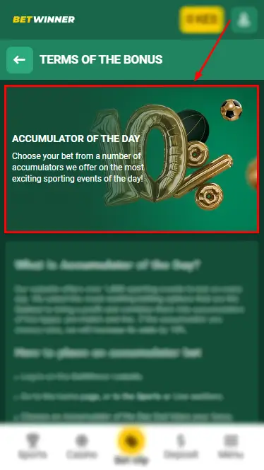 Betwinner ACCA Bonus