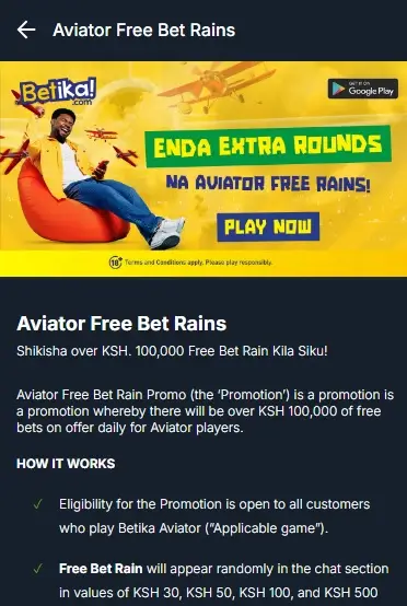 Free Bet Rains In Aviator Game