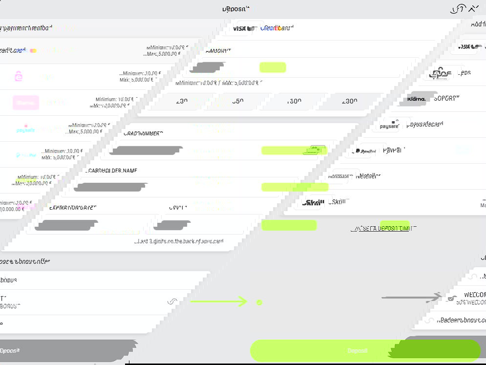 Bet at Home deposit page