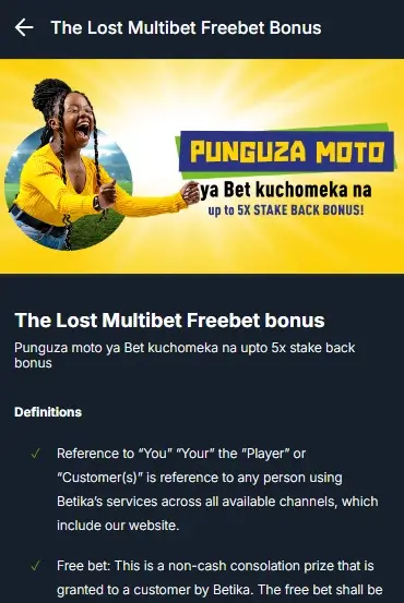 Betika Freebet Bonus For Lost Multibets