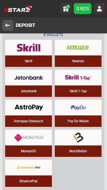 888Starz Payment Methods