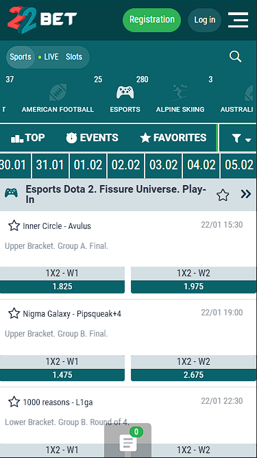 22bet Betting on Dota 2